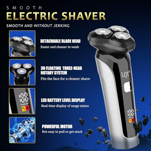 Hair Clippers for Men, 3-Piece Professional Grooming Kit Includes Hair Clipper, LED Power Display,Detail Trimmer and Nose Trimmer, Complete Cordless Set for Home Barber Use (Black)