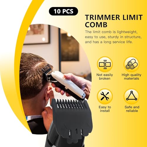 10 Pack Clipper Guards Set Replacement Fits for Limural K11S/ Novah HCL-001/ Surker K7S/K9C/K9S - 1/16" to 1", Black by YTXXDEUS