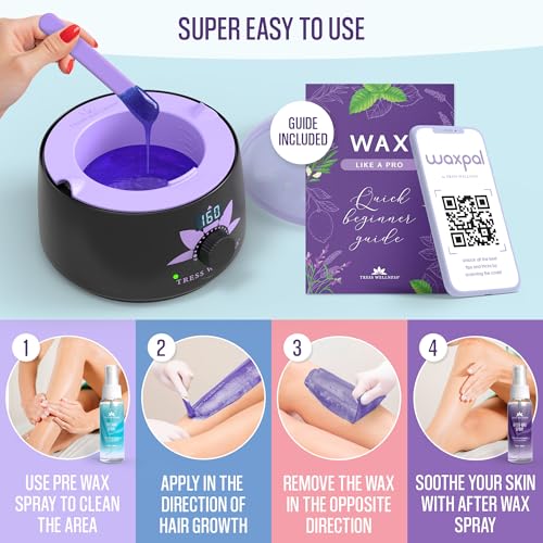 Tress Wellness Wax Warmer Kit with Silicone Wax Melting Bowl and Bikini Wax
