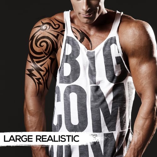 2 Sheets Large Totem Temporary Tattoos for Men and Women Waterproof Full Arm Fake Tattoo Stickers Realistic Body Art for Adults Shoulder Chest Back