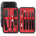 Tweezers Set, Hyxhappy 9 pcs Professional Stainless Steel Tweezers Kit for Facial Hair, Precision Plucker Eyebrow Tweezer Kit with Luxurious Travel Case as Stocking Stuffers Gifts for Women/men