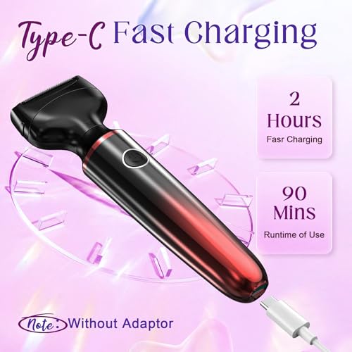 Electric Razors for Women, 3 in 1 Womens Electric Leg Shaver Cordless Painless Facial Hair Removal for Arms, Underarms, Eyebrows Bikini Trimmer, Portable and Safe Wet and Dry Use Women Shaver