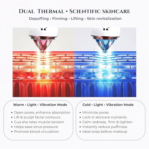 7-in-1 Electric Gua Sha Hot & Cold Face & Neck Massager with Red Light Therapy, Microcurrent EMS Facial Device, Vibration, LED Skin Tightening Tool for Anti-Aging & Fine Lines Reduction