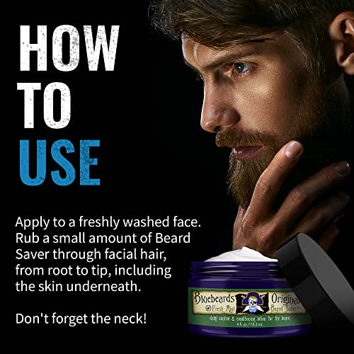 Bluebeards Original Beard Balm Leave-in Conditioner - 4 oz Fresh Mint Beard Saver Softener for Men with Aloe & Peppermint Oil Deeply Conditions & Moisturizes Mustache & Skin - Made in USA