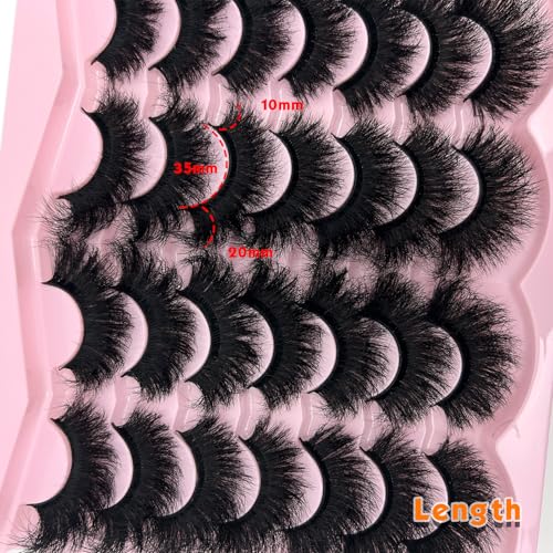 Mink Lashes Fluffy 20mm Big Faux Mink Strip Lashes Cat Eye Long False Eyelashes Dramatic Soft 25mm 3D Volume Eyelashes Pack 14 Pairs