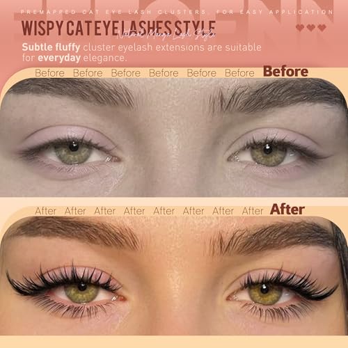 Manga Lash Clusters Cat Eye Cluster Eyelash Extensions Anime Individual Lashes Wispy Eyelash Clusters Fairy Lash Extension Fox Eye Cluster Lashes Spider Lash Cluster by EEFOFNN (10-16mm,D Curl)