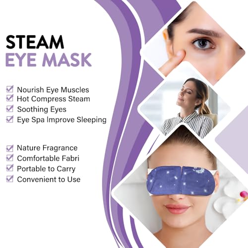 Minidiva Steam Eye Mask for Dry Eyes, 10Pcs Self Heating Spa Warm Eye Mask Relax Sleep Mask, Disposable Heated Eye Mask for Dark Circles Eye Fatigue, Relieve Stress Eye Fatigue (Lavender)