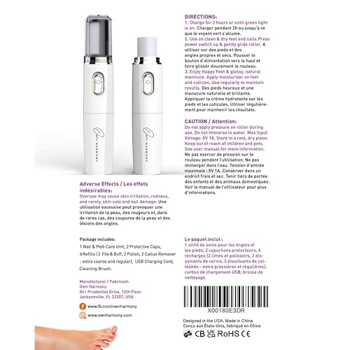 Own Harmony Electric Nail Buffer and Shine Kit for Natural Nails: Manicure Pedicure Tools with Callus Remover Foot Care, Best Electronic Mani Pedi Polisher Set to Buff, Polish, File Thick Toenails