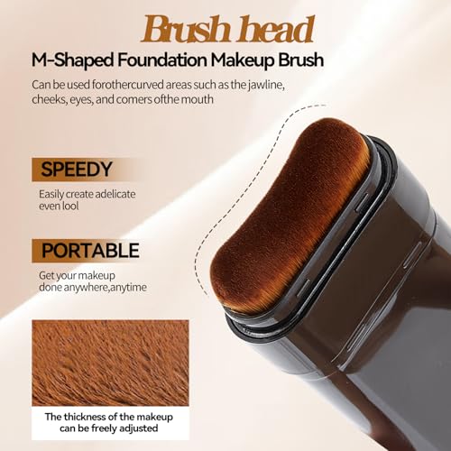 Ivory Foundation Stick-2-in-1 Creamy Concealer&Brush,Buildable Coverage for Smooth, Brightening Makeup Look