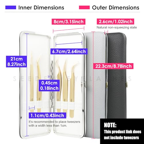Lash Tweezers Organizer, Eyelash Extension Tweezers Bag, Soft PU Leather 8 Positions Rounded Corners Portable, Individual Storage Case Box for Tweezers, Makeup Brush, Slender Small Tools(Black)