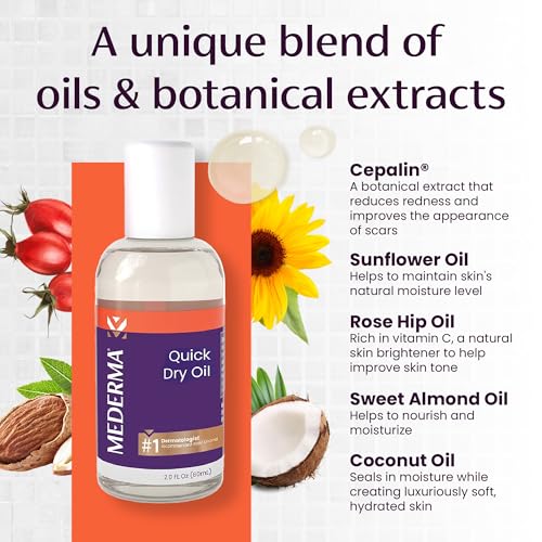 Mederma Quick Dry Oil - Scar and Stretch Mark Treatment, Improves Appearance with Natural Botanical Extracts, Paraben-Free, Fast-Absorbing, Hydrates Dry Skin, Reduces Uneven Skin Tone, 2.02 Oz (60ml)