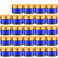Lil Ray 1 oz Round Cobalt Blue Glass Jar with Inner Liners and Gold Lid (24pcs)