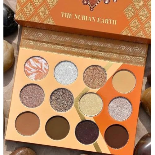 Juvia's Place Nubian Earth Palette - Browns, and Tans - Matte and Shimmer Pressed Pigments - Flattering for All Skin Tones - Shine Brown, White, Brown Palette
