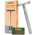 Bambaw Double Edge Safety Razor for Men & Women, Metal Razor with 5 Double Edge Safety Razor Blades, Eco-Friendly Razor ? Silver
