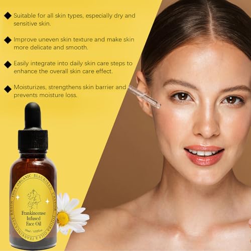 Frankincense Resin Oil for Face, Frankincense Oil for Skin, Frankincense Resin Infused Organic Black Seed, Castor & Jojoba Oil for Face, Facial Moisturizing Anti-Aging Serum (1PC, 1)