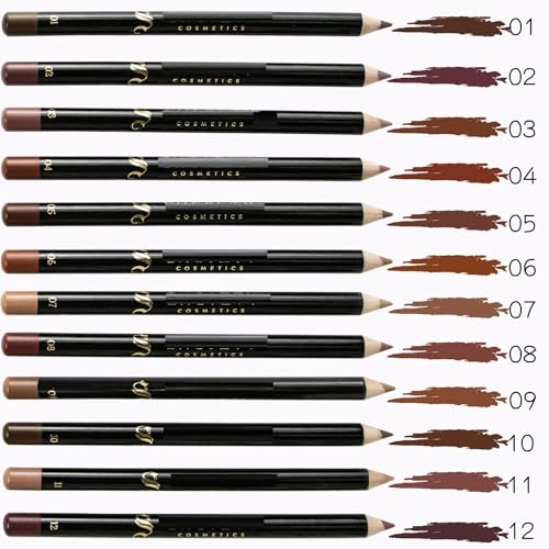 MAEPEOR Nude Lip Liner Set 12 Colors Highly Pigmented Smoothly Matte Lipliner Pencil Long Lasting and Waterproof Durable Lip Liners Kits (Color 01)