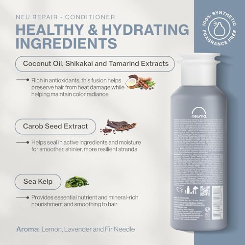 Neuma Neu Repair Conditioner - Protein Hair Treatment for Damaged Hair, Strengthens, Moisturizes, and Reduces Breakage Lemon, Lavender and Fir Needle Scent