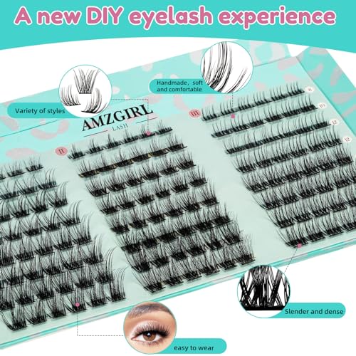 Lash Clusters Kit 144pcs Wispy Eyelash Extensions Kit 3 Styles Eyelash Clusters Individual Lashes Extension Kit with Lash Bond and Seal, Remover, Lash Tweezers DIY at Home(ASA,C-Mix8-16mm Kit)