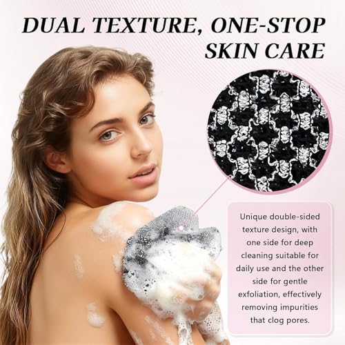 2-Pack Exfoliating Shower Towel, 47-Inch-Long Dual-Sided Exfoliating Towel, Deep Cleansing & Gentle Exfoliations for Smooth Skin, Gentle for Sensitive Skin