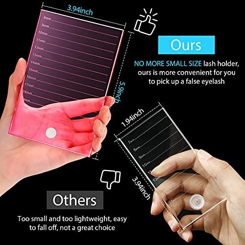 Maitys Eyelash Crystal Pallet Eyelash Extension Pallet Bigger Size Glass False Lash Tray Strip Adhesive Glue Holder(5.9 x 3.94 x 0.31 Inch,Pink)