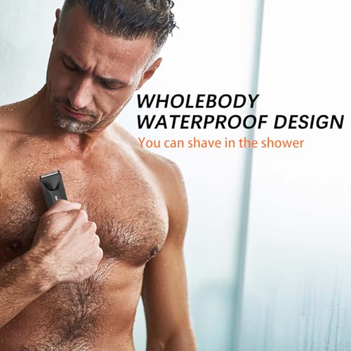 Manscape Body Hair Trimmer for Men, IPX7 Waterproof Pubic & Groin Hair Trimmer- Electric Ball Shaver with LED Light, Ceramic Blade, USB Rechargeable & Travel Pouch