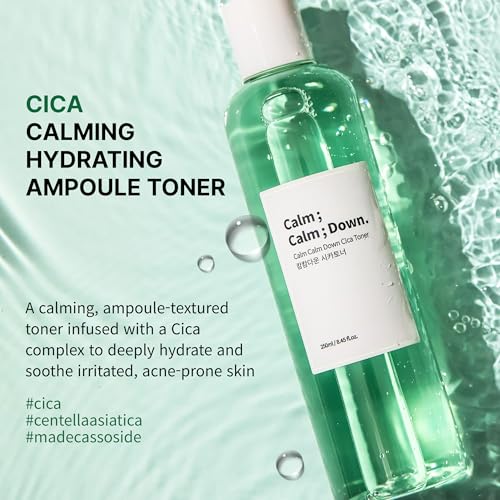 Calm Calm Down CICA Ampoule Toner ? Daily Hydrating & Soothing Toner for Sensitive, Acne-Prone Skin with Centella & Madecassoside | Korean Skincare 8.45 fl.oz