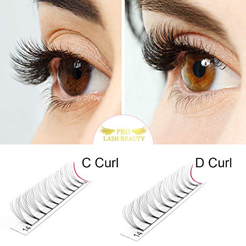 Premade Volume Eyelash Extensions 7D-C-0.07-14 Short Stem Premade Fans Eyelash Extensions 9 to 20 mm Pre made Lash Fans 3D 5D 7D Volume Lash Extensions .07 .10 C D Curl(7D-C-0.07,14mm)