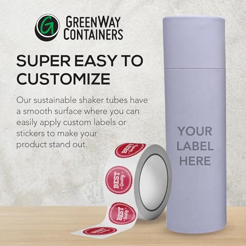 GreenWay 4oz / 115g Small Kraft Paper Shaker Tubes with Sifters & Lids - 10 Pack Biodegradable Containers for Powdered Cosmetics - Fully Compostable Spice Sifting Tubes ? White