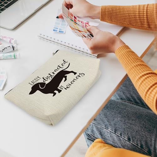 Huester Dachshund Wiener Dog Makeup Bag, Cosmetic Pouch for Dachshund Lovers, Travel Size, Women, Girls