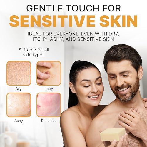 Grandma's Pure Lye Soap Bar by CLASSYONE ? Unscented Face & Body Wash Soap for Dry & Itchy Skin, Bundled with Wonder Wafers Baby Powder Air Freshener - 6.0 oz, Pack of 6