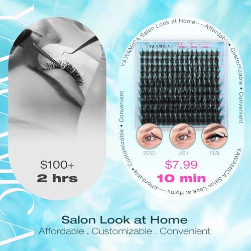 Fluffy Lash Clusters with Spikes Eyelash Clusters Manga Lashes Clusters Wispy Volume Cluster Eyelash Extensions D Curl Individual Lashes 10-20mm DIY Salon-Quality Lash Extension at Home by Yawamica