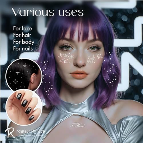 Rave Face and Face Stickers with Rhinestones for Face Body and Hairs (Transparent Space)