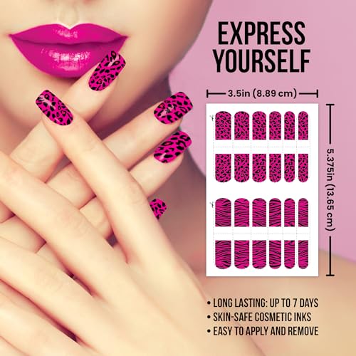 Savvi - 144 Manic Panic: Hot Hot Pink Nail Tattoos: Great for Parties and Everyday Wear, Gifts for Teens and Adults, Made in the USA [6 sheets, 144 count]