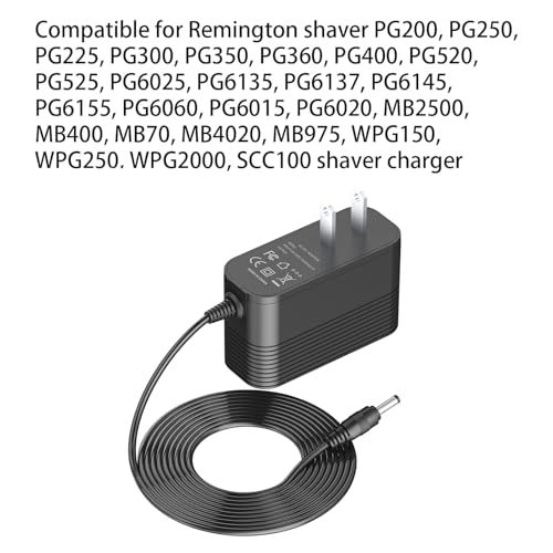 Charger for Remington PG525 PG6025 MB2500 PG6135 PG6060 All-in-One Trimmer Replacement for Remington PG606 PG6015 PG6135 Clippers AC Adapter Power Cord