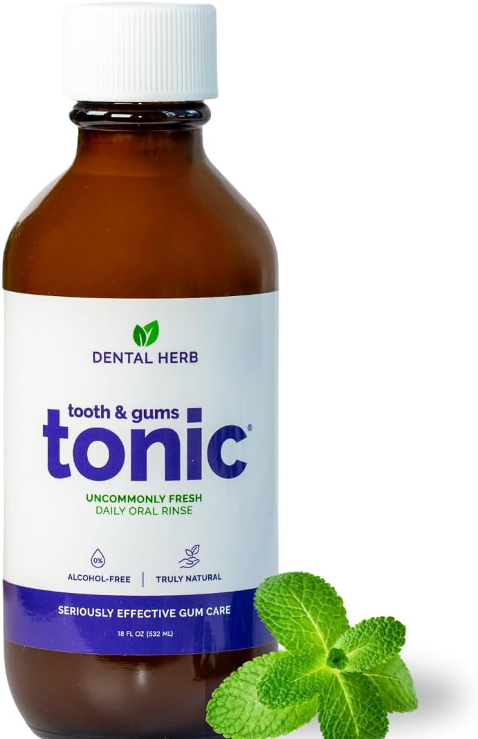 Tooth & Gums Tonic Mouthwash Travel Size (2 oz) - Natural Essential Oil Formula for Bad Breath & Gum Health