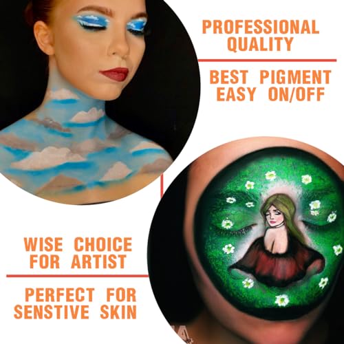 Bowitzki 30g Professional Face Paint Body Paint Water Based Face painting Makeup for Adults Split Cake Single Color (Metallic White)