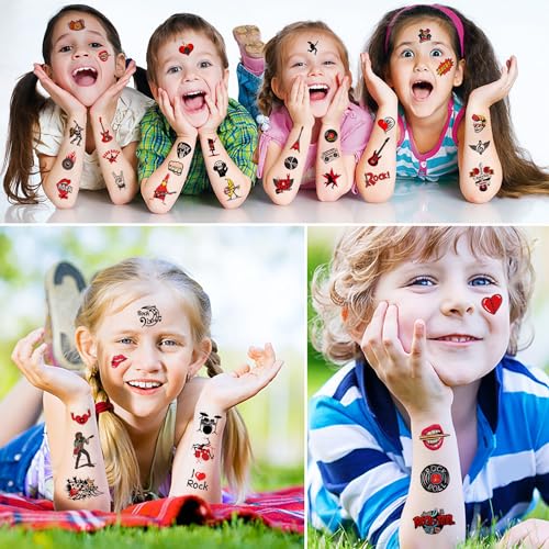 12 Sheets Born To Rock Rock N Roll Temporary Tattoos, Music Band Born To Rock Birthday Party Supplies Decorations Rockstar Guitar Music Party Favors Fake Tattoos Stickers Goodie Bag Fillers