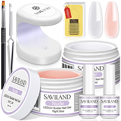 SAVILAND Electric Nail Drill Professional: 35000RPM PRO Nail Drill Kit with Clear Nude Nail Extension Kit