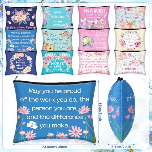 Photect 12 Pcs Nurse Cosmetic Bag Nurse Survival Kit Makeup Canvas Bags Nursing Zipper Pouch Nursing Practitioner Gift for Nurses Appreciation Week Graduation Retirement Thank You Gifts Supplies