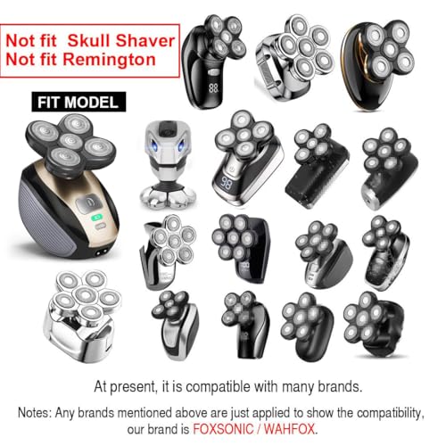 WAHFOX Universal 3 Pcs 5 Blades Shaver Heads for Head shaver and Other Brands Head Shaver, Black+gold