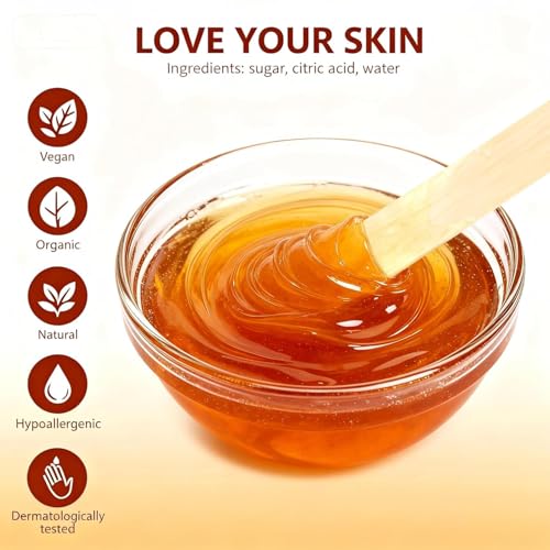 Sugar Wax Sugaring Paste: for Legs Back Arms Chest Underarms Eyebrow Body - Hair Removal for Women and Men at Home - Any Skin Types
