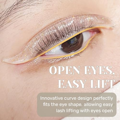 Libeauty Lash Lift Rods, Korean Glueless Lash Lift Pads, Designed for Open-Eye Eyelash Lift, Self Adhesive Eyelash Perm Rods, Eyelash Lifting Tools & Supplies, 5 Sizes Clear