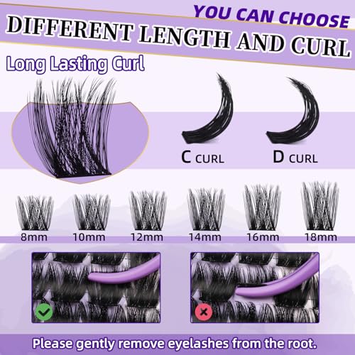 Lash Clusters F01 Fluffy Individual Lashes 84 Pcs Ultralight Eyelash Clusters DIY Cluster Eyelash Extensions at Home Wispy Lash Extension Light as Feather Cluster Lashes (F01-D-8-18mm)