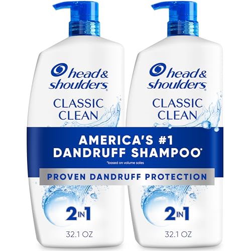 Head & Shoulders Anti-Dandruff Shampoo and Conditioner with 1% Pyrithione Zinc, Classic Clean 2-in-1 Twin Pack, Fresh Scent, Flake Control, Scalp Care, Color-Safe, 32.1 fl oz Each
