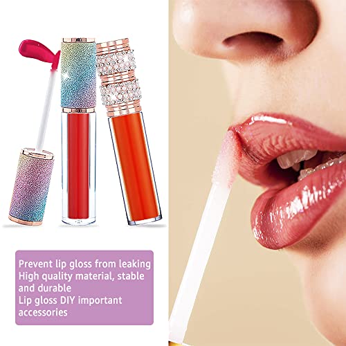 AMORIX 25 Pack Diamond Lip Gloss Tubes with Wand 5ml Empty Rhinestone Lip Gloss Containers Cute Lipgloss Bottles Crystal Lip Gloss Supplies Kit + 2pcs Syringes + Labels for DIY Lip Gloss Base