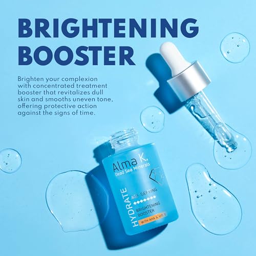 Alma K Brightening Booster - Vitamin C Face Serum with AHA, Hydrating and Brightening Serum for Women, Anti Aging, Improve Appearance of Fine Lines & Wrinkles - 1 oz (Pack of 2)