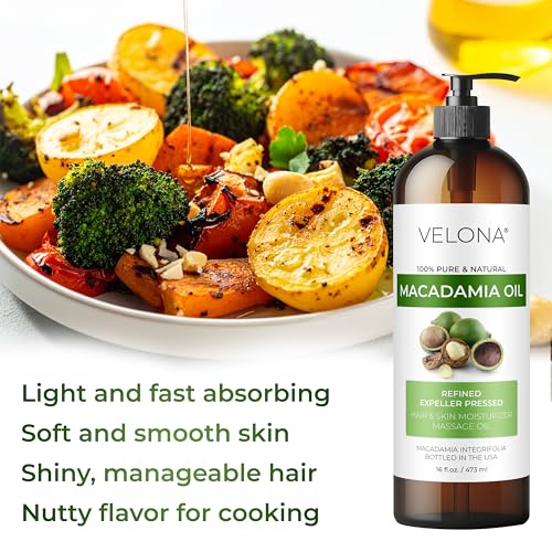 velona Macadamia Nut Oil 8 Fl Oz | 100% Pure and Natural Carrier Oil | Refined | Cooking, Skin, Hair, Body & Face Moisturizing | Use Today - Enjoy Results