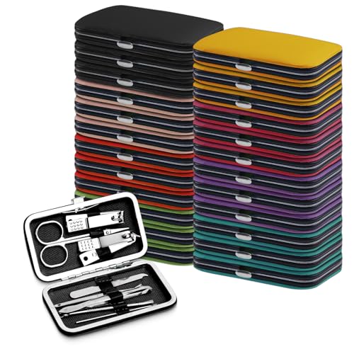 Manicure Kit Bulk, Nail Clippers Set Stainless Steel Fingernail Clippers Set, Sturdy Nail Tip Cutter Trimmers Professional Grooming Toenail Clippers Personal Pedicure Kits Gift (48 Count 8 in 1)