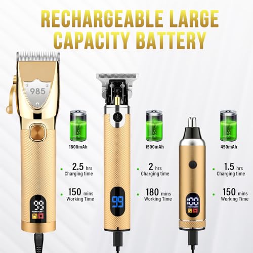 Professional Hair Clippers Hair Trimmer for Men,Beard Trimmer Nose Hair Trimmer Set,Cordless Electric shavers Razor for Men,Barber Clippers T-Blade Trimmer Haircutting Grooming Kit