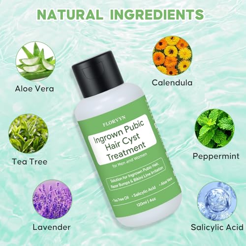 Ingrown Pubic Hair Cyst Treatment Gel, Razor Bumps Solution for Bikini Line, Intimate Area & Inner Thighs, Safe After Waxing or Shaving, Natural Formula, Gentle for Sensitive Skin - for Men and Women